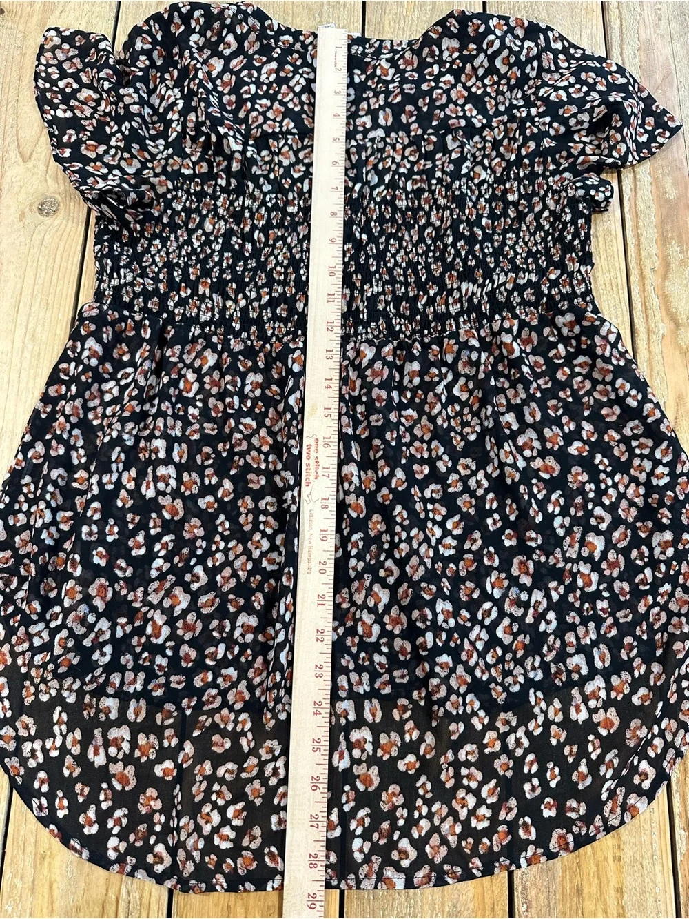 Knox Rose Black Leopard-Print Smocked-Waist Blouse - Picture 10 of 12